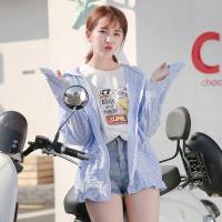 骑车防晒衣连帽遮阳遮脸女夏季电动车摩托车披肩薄外套女韩版宽松 蓝色 均码 80-150 可穿