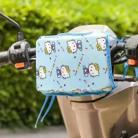 电动车前置儿童座椅防撞垫加厚加大电瓶车踏板摩托车防碰头垫护头 蓝色凯蒂猫 小号(24*18)