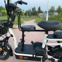 电动车儿童座椅前置电瓶车踏板车小孩座椅电动车宝宝婴儿安全座椅 全黑 座椅+扶手+脚踏