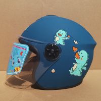 儿童电动车摩托车女头盔男孩小孩宝宝安全帽四季通用夏季半盔耐摔 普通镜片 藏青(3-16岁)