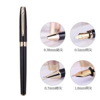 送墨水 毕加索17钢笔学生专用男女生商务成人办公练字书法美工笔 亮黑金夹 财务尖/0.38mm[送墨水]