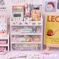 ins少女心抽屉式桌面收纳盒学生宿舍化妆品文具置物架多层收纳盒 木子里系列贴纸[两张]