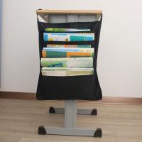 育新挂书袋课桌收纳袋学生简约桌上课桌书本收纳挂袋高中生防水 6层款 适合小学生 纯色/黑 可放50本书