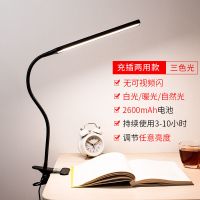 视谱充电灯夹子式夜市地摊灯护眼书桌学习学生床头充插电两用台灯 5W黑色[充电款-长条]2600毫安