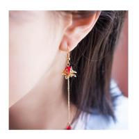 汉服头饰古风额饰流苏超仙面帘眉心坠古装配饰品女表演演出发饰 墨涟居金色耳坠一副