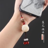 创意手工编织菩提莲花手机挂件保平安u盘挂饰挂绳手机链男女款 玛瑙莲花红