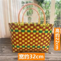 收提编织购物篮家居买菜卖水果收纳整理编织生活好帮手 手提菜篮子(1个)