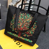 带拉链大帆布包女加厚牛津布单肩包妈咪购物袋环保手提袋学生书包 幸福树