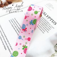 螺纹草莓棒棒糖五瓣花印花带罗纹织带diy发饰手工制作材料蝴蝶结 25mm粉色棒棒糖10米价