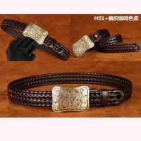 复古个性皮带男真皮铜扣手工编织平滑扣腰带男休闲青年牛仔裤带潮 H01+编织咖啡皮 100cm