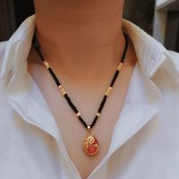 项链绳女饰品流行首饰原创手工编织镀金吊坠挂件送妈妈2020年新款 红猫眼石孔雀