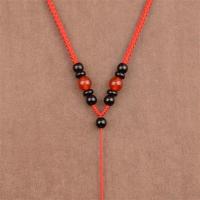 高档可调节吊坠挂绳豆青翡翠玛瑙手工编织玉佩挂件绳项链绳子男女 天然红玛瑙款/红色