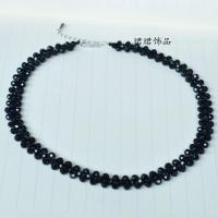 韩版新品手工编织宽边黑水晶遮疤痕甲状腺女式锁骨贴脖颈项链时尚 黑色水晶