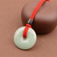 男女蜜蜡翡翠玉石平安扣吊坠挂绳挂坠配绳挂件绳手工编织项链绳子 檀木镶银丝款红色