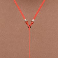 天然翡翠手工编织可调节玉佩挂件绳玉佛挂脖项链子绳男女吊坠挂绳 天然红玛瑙款红色