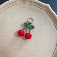 [成品]毛线钩织成品彩虹樱桃猪猪韩系甜美毛线挂件 红色樱桃弹力扣挂件