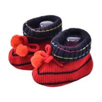 婴儿鞋0-3-6个月手工编织毛线鞋子春秋新生儿步前学步鞋宝宝软底 猩红色 内长10.8cm 适合0-5个月