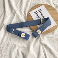懒人无痕免打孔腰带女夏季装饰牛仔裤时尚潮女士皮带松紧隐形裤带 小雏菊牛仔蓝(升级款)