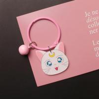 卡通可爱INS美少女战士露娜猫咪钥匙扣可爱卡通汽车情侣钥匙链 白色猫咪(粉圈)
