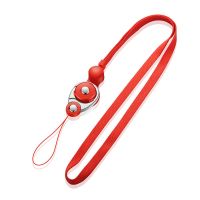 手机挂绳挂脖龙虾扣金属挂绳手机链钥匙链结实宽挂绳多功能挂绳 简约红45cm[龙虾扣]