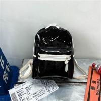 新款PVC女包透明双肩包塑料布后背包糖果色防水学生高考包大容量 黑色