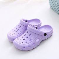 夏季凉拖包头拖鞋大头男士凉鞋休闲洞洞鞋软厚底沙滩鞋情侣凉鞋女 紫色 36码
