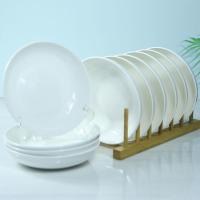 如意盘子菜盘家用陶瓷盘黑线创意深盘子四方大号装炒菜盘北欧碟子 白瓷 7英寸圆盘6只装