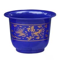 大号特价清仓加厚塑料花盆仿陶瓷种果树月季花绿萝花盆批发送托盘 蓝金鱼特小号一个 加厚款+托盘+赠品