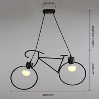北欧美式创意个性自行车吊灯咖啡厅艺术餐厅儿童房走廊过道卧室灯 自行车黑色+龙珠泡
