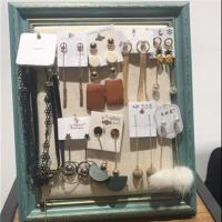 首饰架收纳珠宝展示道具耳环架耳钉架子创意挂项链饰品架戒指槽板 K35湖蓝(30*23白麻)普通款