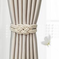 窗帘绑带轻奢简约现代窗帘扣高档磁铁扎束带创意中国结挂绳装饰 棉绳款-米色 一个装40cm长