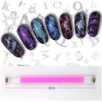 热卖新款美甲魔盒宽猫眼百变珠宝宽线陨石猫眼甲油胶12ml美甲店用 双头花磁笔(不含宽猫眼)