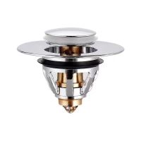 洗脸盆下水器弹跳芯面盆翻盖下水管配件防堵塞过滤提篮按压式塞子 全铜弹跳下水器