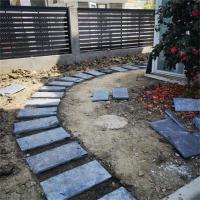 青石板踏步石花园铺路石户外公园林汀步石草坪庭院地砖防滑垫脚石 机切边30*60厚3-4CM