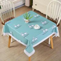 棉麻布艺餐桌布防水防烫正方形台布麻将桌八仙桌桌布长方形餐桌布 防水热恋熊绿 80*80cm(方桌布)