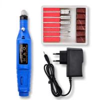 多款电动美甲打磨机笔式便携式迷你型卸甲机 磨甲器打磨机抛光机 插电款宝蓝+插头+6头6沙套