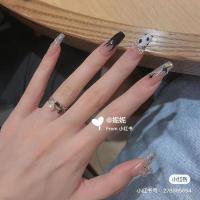 手工甲穿戴甲假指甲贴片豹纹火焰2021年新款千禧辣妹美甲 XS 特小号 火焰奶牛款