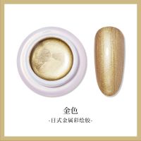 新款美甲日式铂金胶爆闪高密度璀璨细闪金属胶拉线晕染彩绘甲油胶 彩绘高亮度日式金属胶[金]