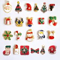 10棵随机圣诞节美甲钻招财猫合金新年圣诞树雪花光疗指甲油胶饰品