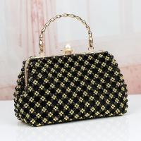 DIY手工串珠编织制作仿珍珠手提包包成人材料包创意斜挎包装饰品 珍珠口金包 黑色 材料 自己制作-送教程