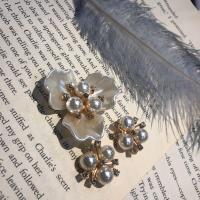 合金珍珠胸花团扇三颗珍珠花心钻花心装饰diy和风花瓣花蕊10个
