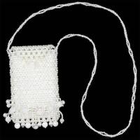 手工串珠包包diy穿珠子成人编织流苏斜挎包散珠制作创意装饰品 流苏斜跨包 米白色 材料包 材料-自己制作(送教程)