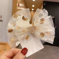 儿童网纱波点皇冠蝴蝶结发夹女童公主可爱发卡女宝宝时尚夹子头饰 2#爱心