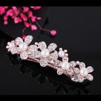 头饰发夹成人日韩发饰夹子水钻蝴蝶结马尾夹弹簧夹顶夹淑女发卡 中号珍珠繁花似锦