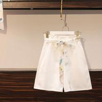 单件/套装2021夏装胖mm遮肚显瘦短裤套装女胖妹妹遮肉微胖两件套 白色短裤 M 建议80-100斤