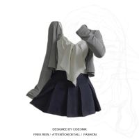 大码女装200斤胖妹妹2021夏季新款蝴蝶结吊带百褶裙开衫三件套女 单件开衫 M (建议80-100斤)