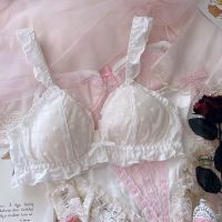 日系少女内衣套装可爱棉质木耳边毛球蝴蝶结无钢圈睡眠初高中文胸 星星泡芙单件 M(70ABC 75AB)