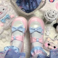 原创lolita鞋圆头可爱JK大头单鞋女百搭学生软妹蝴蝶结鸳鸯小皮鞋 粉红色 39