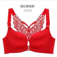[80-300斤胖MM]前扣大码文胸蝴蝶美背无钢圈聚拢内衣女薄款胸罩 红色 34/75C
