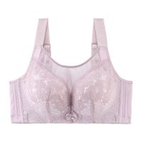 大码薄款内衣女全罩杯无钢圈大胸显小超薄文胸收副乳防走光胸罩夏 紫灰色 36/80B